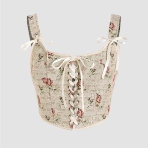 NWT - Cider Rose Pattern Lace-up Corset Top - Medium